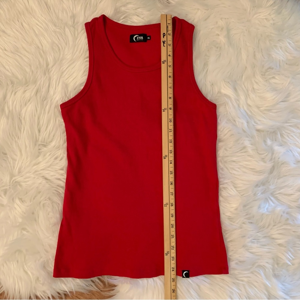 ZYIA Red Cali Tank Top Sz XL Ribbed Activewear Yoga Fitness Workout Gym - Picture 6 of 12